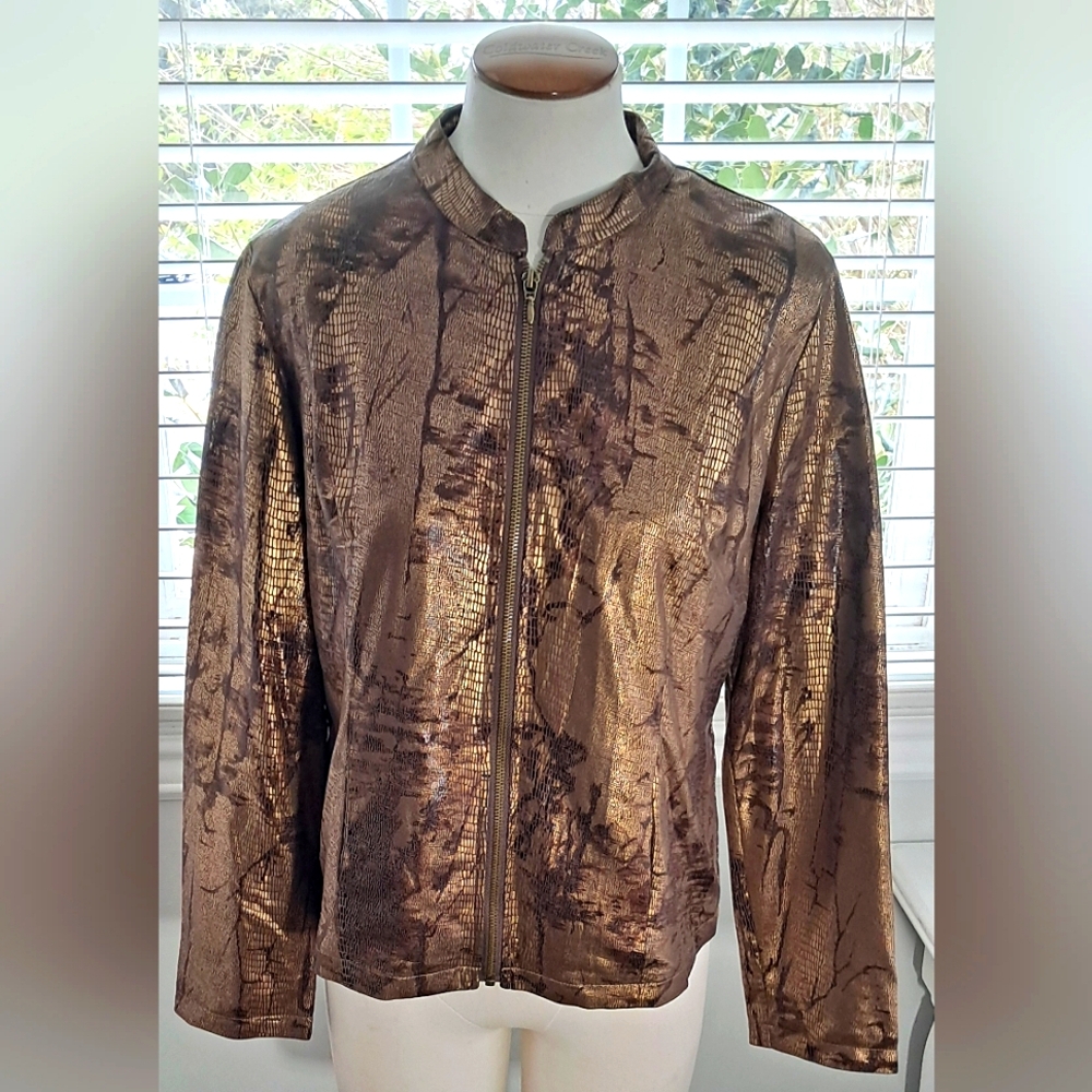 Chico's Foiled Croc Paola Long Sleeve Jacket Sz 0 NWT